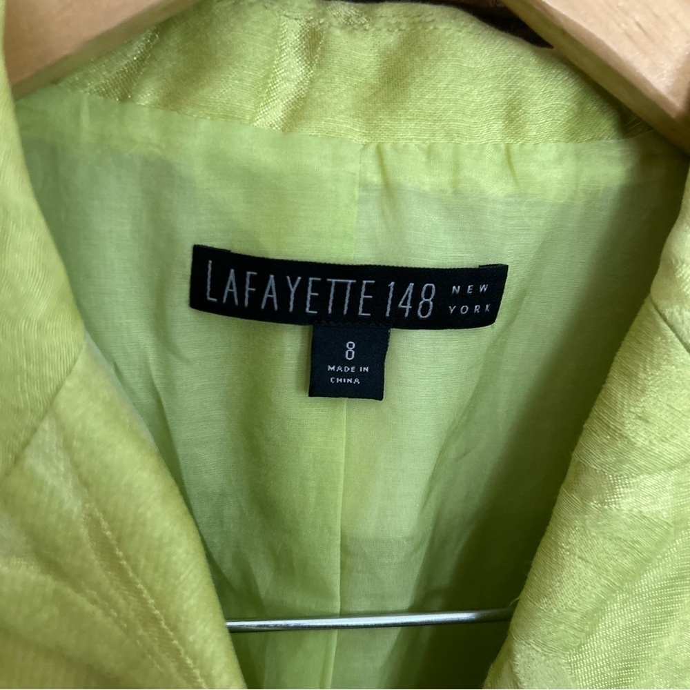 Lafayette 148 Linen Blend Green Blazer & Sheath Dress Floral Set Size 8 Sample - Picture 10 of 14
